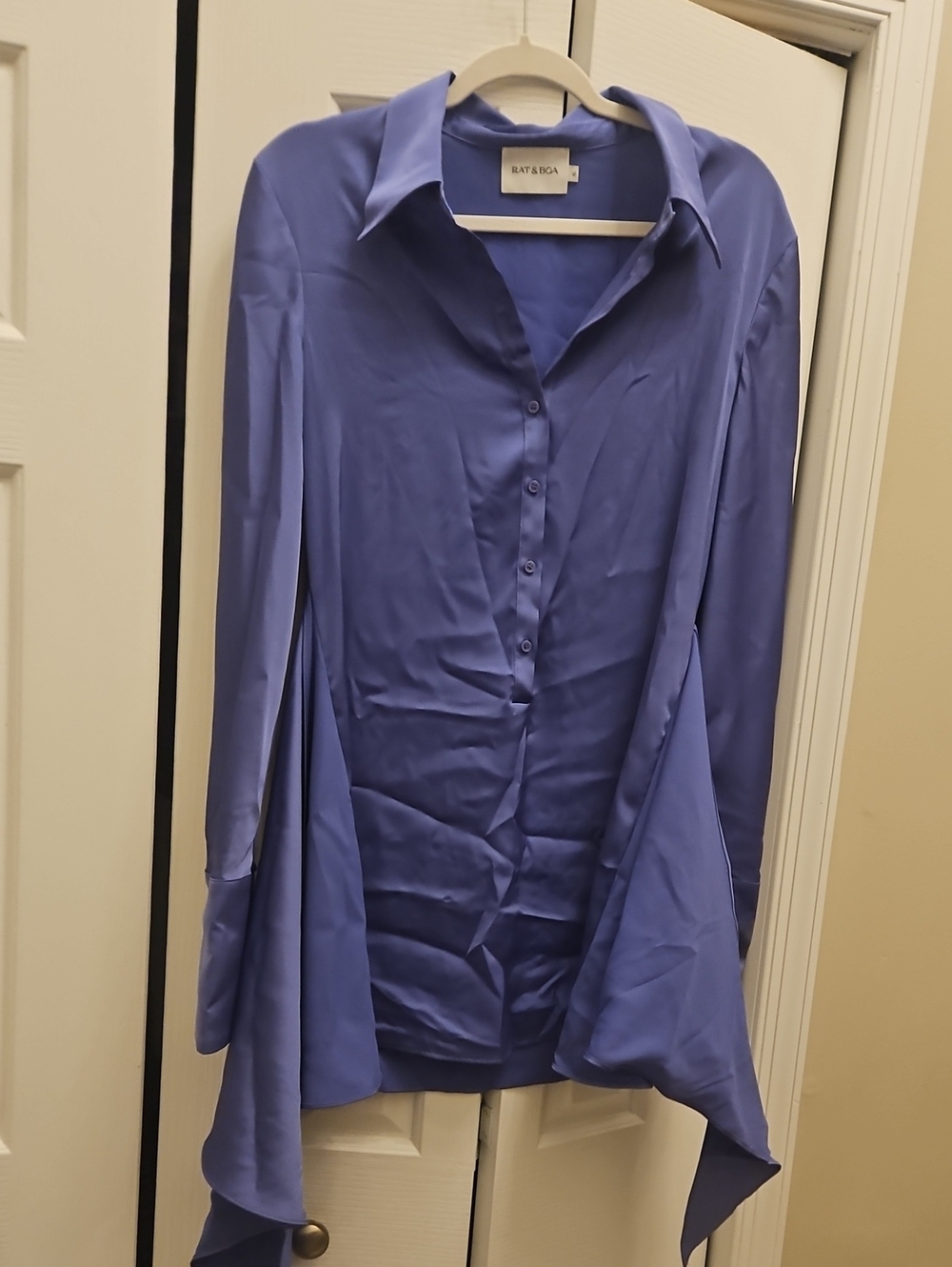 Rat & Boa Periwinkle Button-Front Long Sleeve Top